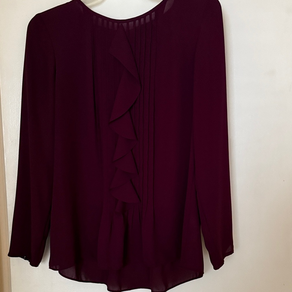 Banana Republic Burgundy Ruffle Blouse